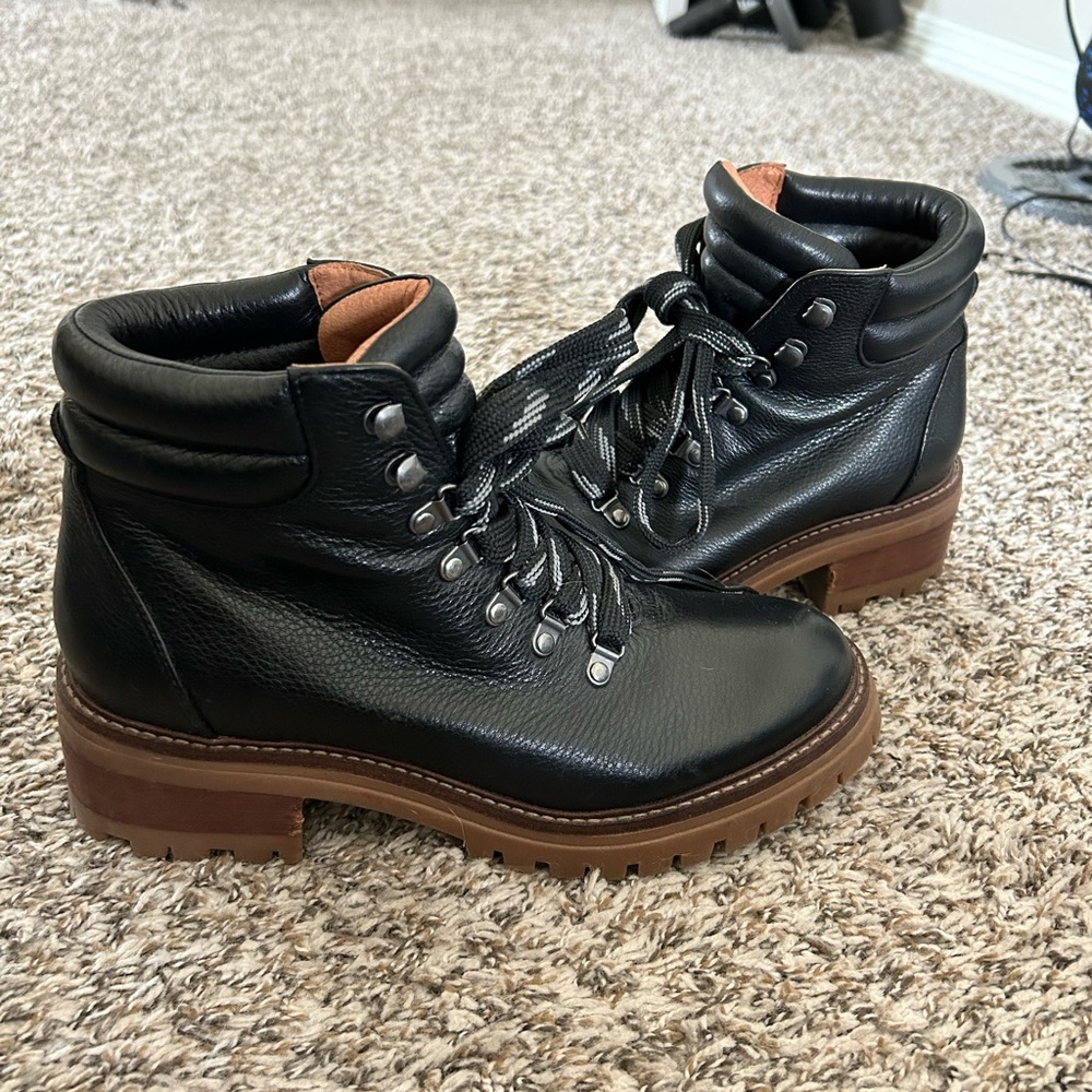 Kenneth Cole Black Leather Unisex Boots size Mens 10.